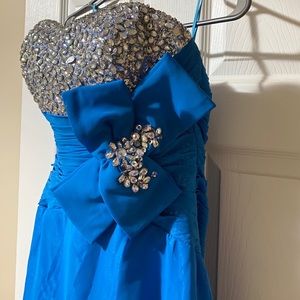 Off shoulder blue Night Dress long M adjustable